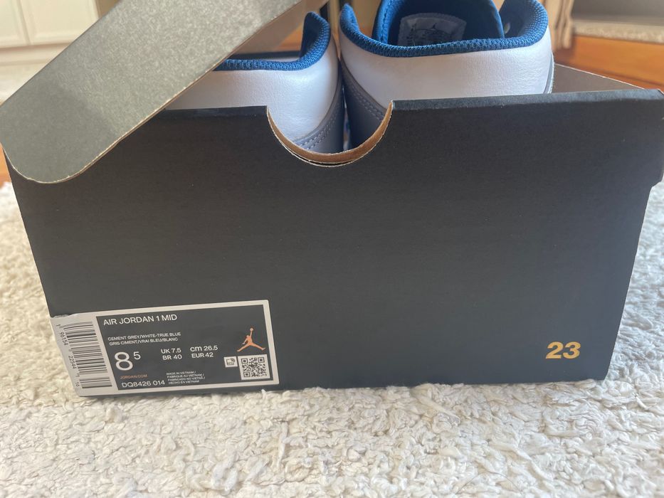 Nike Air Jordan 1 MID - True Blue Cement - (com caixa original)