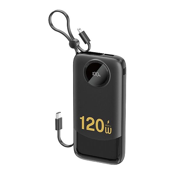 Powerbank Dudao K13/10000mAh z wbudowanym kablem - czarny
