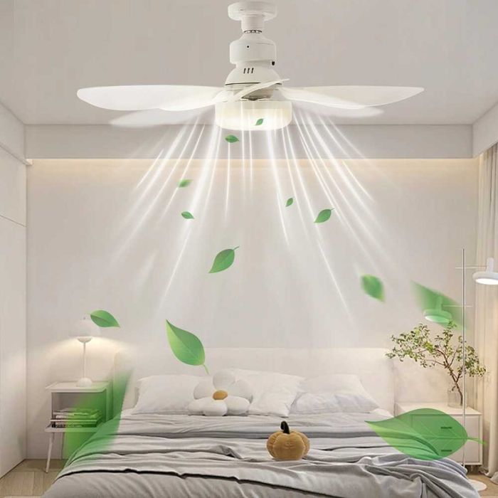 Lampa wisząca z wentylatorem biała LED 30W