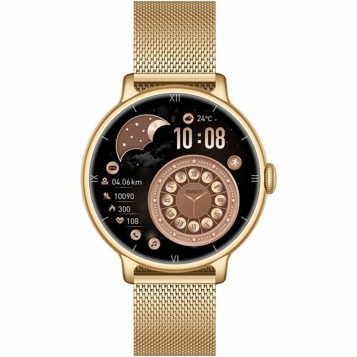 Smartwatch Gravity Złoty Bransoleta + Pasek GT33-2