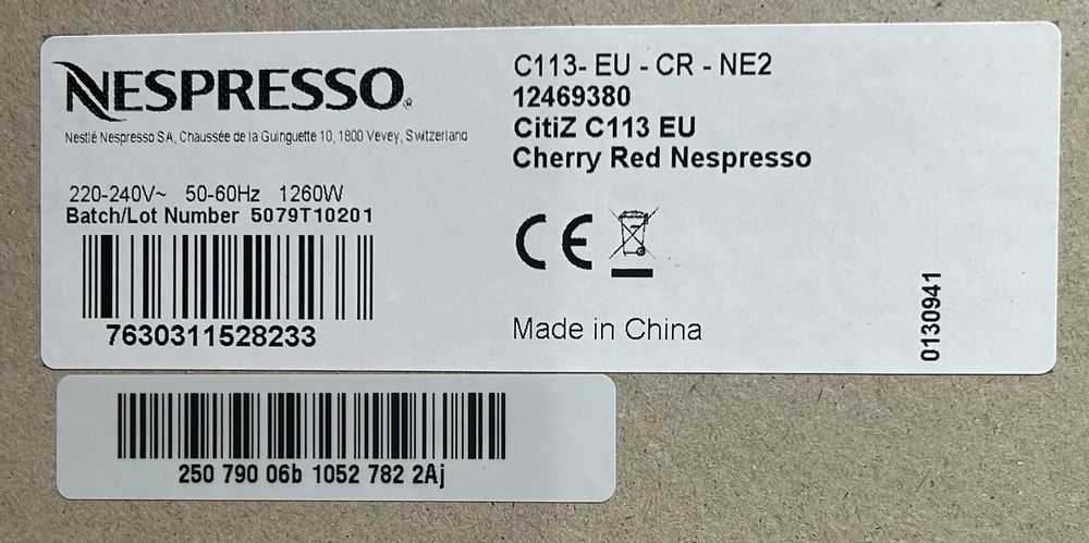 Máquina de café Nespresso Citiz C113 EU vermelha (NOVA)