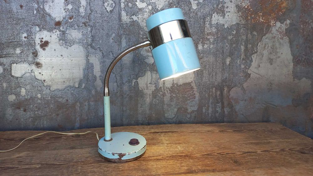 Лампа настольная советская голубая бежевая