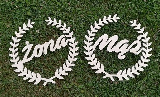 Wianki Mąż Żona! Drewniane 45 cm! Komplet wianków w Twoim kolorze.