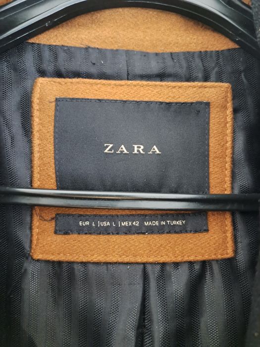 Czarny elegancki płaszcz męski wełniany Zara Man L