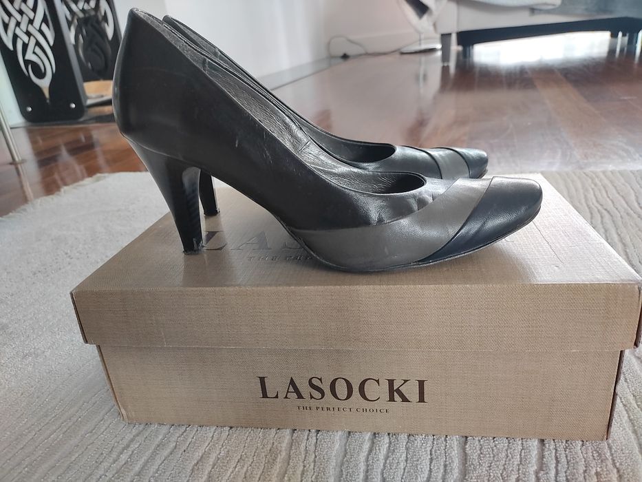 Eleganckie buty skórzane do pracy 38 na wygodnym obcasie