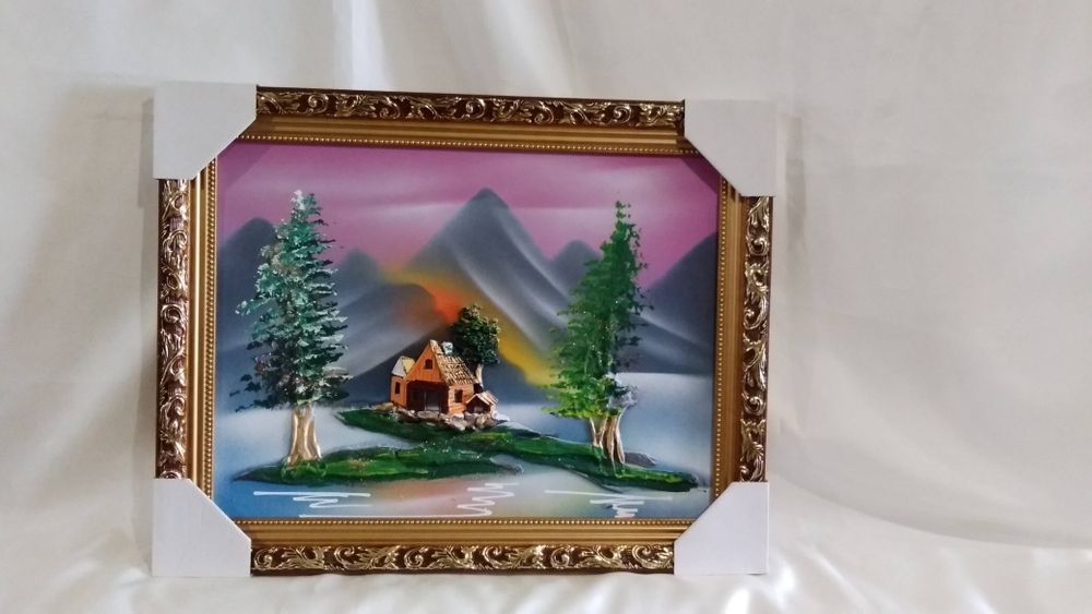 Картина (30х40см.)объемная, аэрография,лепка