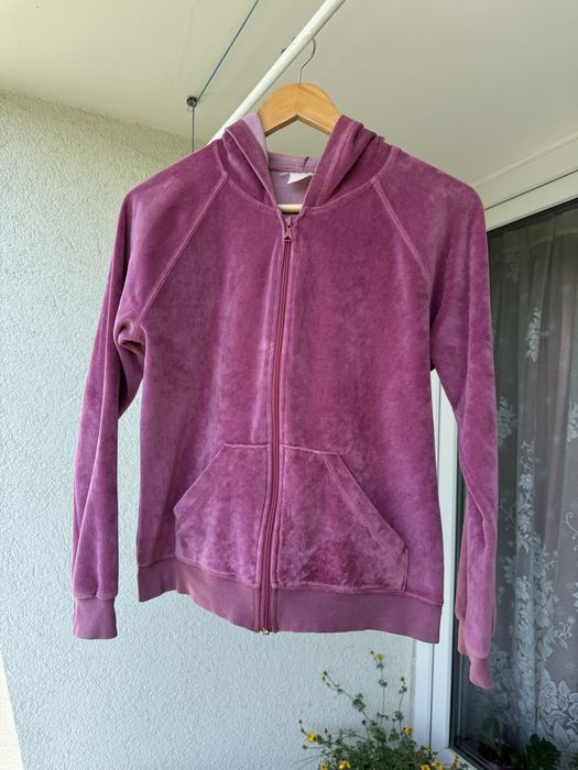 Bluza welurowa zapinana na suwak z kapturem, S/M