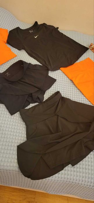 Комплект для тренировок и йоги Adidas by Stella McCartney, шорты юбка 2 шт Hey Becca, летний сарафан макси Shein (принт Missoni)футболка Nike Dri-FIT
