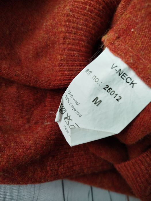 Wełniany sweter M męski pomarańczowy dyniowy