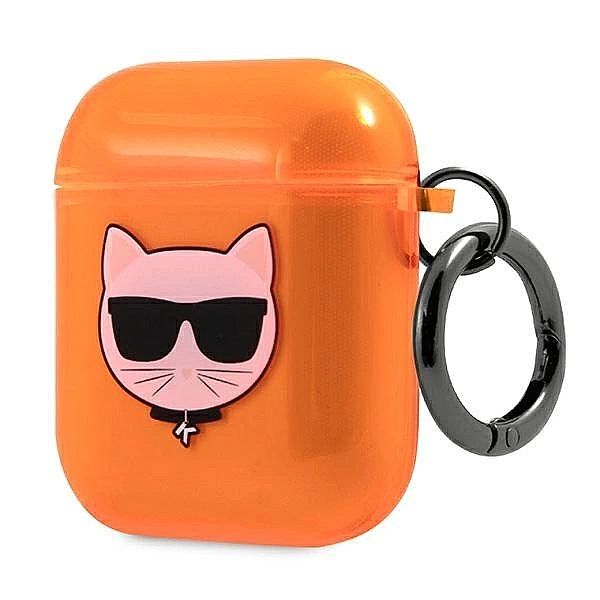 Etui Karl Lagerfeld Choupette na AirPods 1/2 - pomarańczowe
