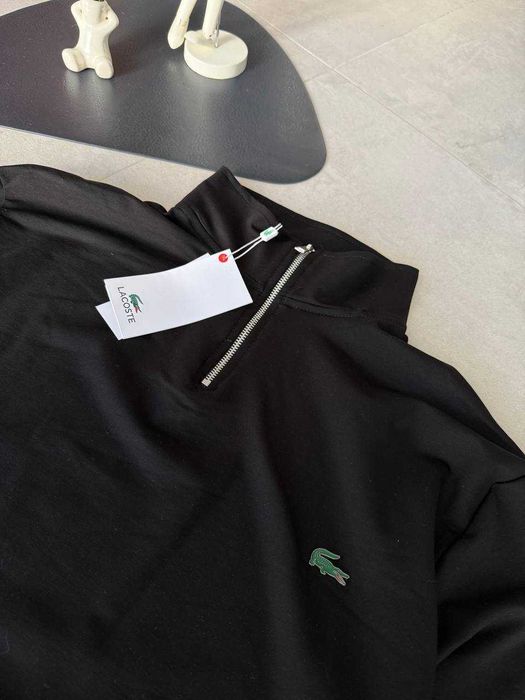 Кофта  світшот Полузамок Lacoste 1/3 полу зип поло кофта лакоста Black