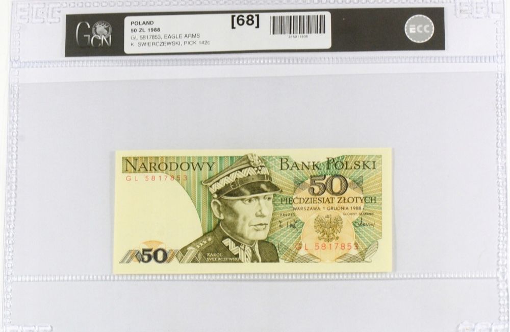 Banknot 50 złotych 1988 K. Świerczewski Grading GCN 68