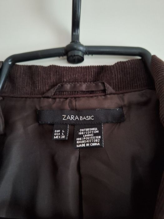 Żakiet damski sztruks ciemny brąz Zara