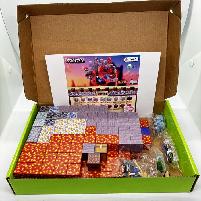 143шт+4 героя Магнітний конструктор майнкрафт minecraft кубики лава 3д