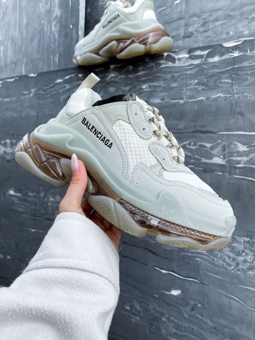 Buty Balenciaga Triple S clear sole milk beige transparent