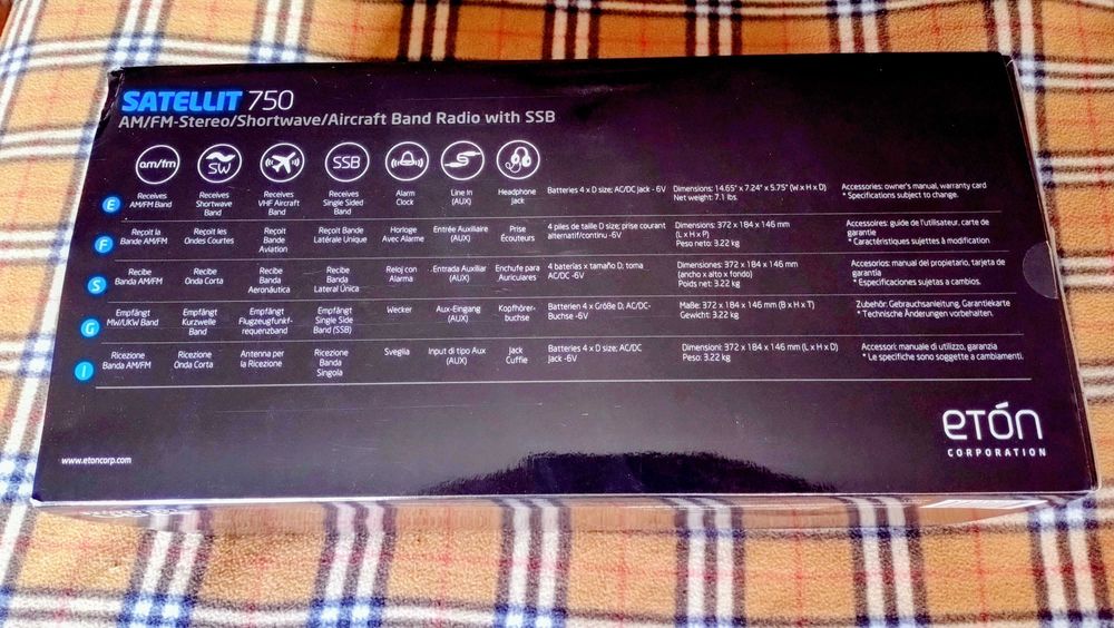 Radio Grundig Tecsun Eton Sattelit 750 Novo Na caixa FM/LW/MW/SW/Air SSB