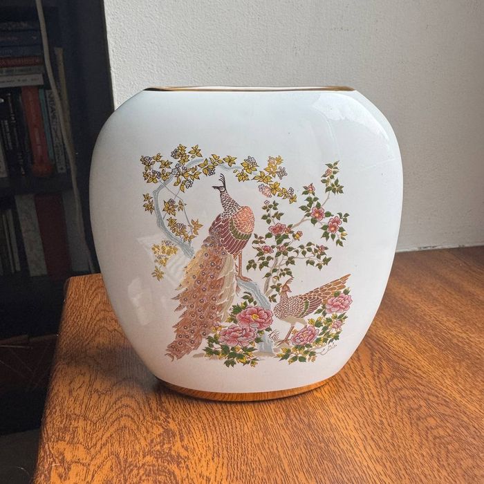 Wazon Pawie/ Ptaki Porcelana Grecja 24 k złocone