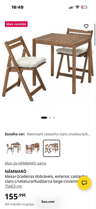Conjunto Mesa Jardim com 2 Cadeiras e Coxim