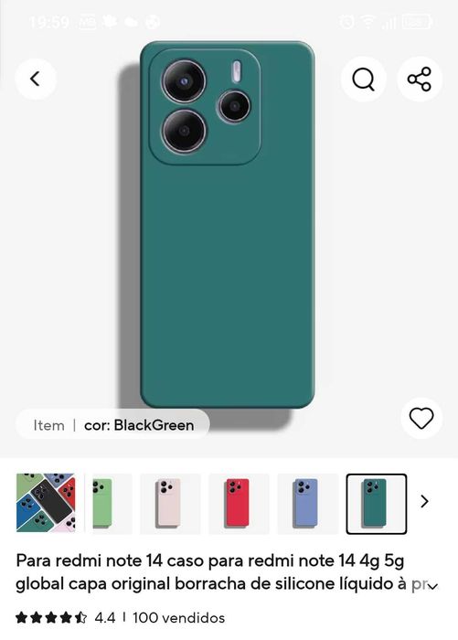 Capa telemóvel Cover Xiaomi Redmi Note 14 5G. As duas por 4€