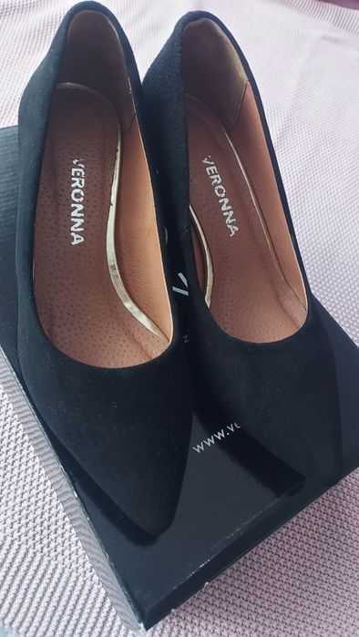 Buty czółenka skóra zamsz