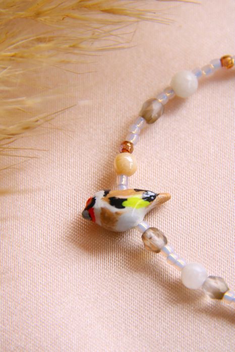 Bransoletka ze szczygłem | rękodzieło, handmade