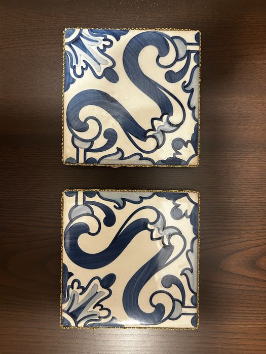 Par de Bases de Mesa em Azulejo Tradicional Pintado à Mão m