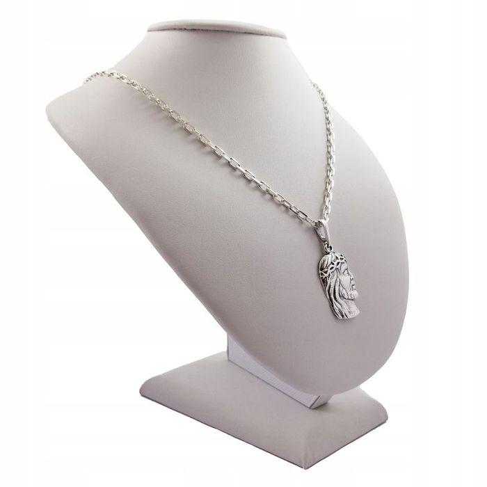 Elegancki Srebrny Męski Łańcuszek + Medalik Jezus Pr. 925 Prezent + Gr