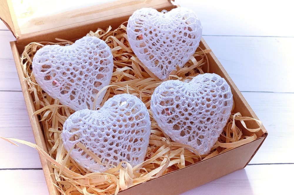 Serduszka rękodzieło ręcznie robione bombki na choinkę