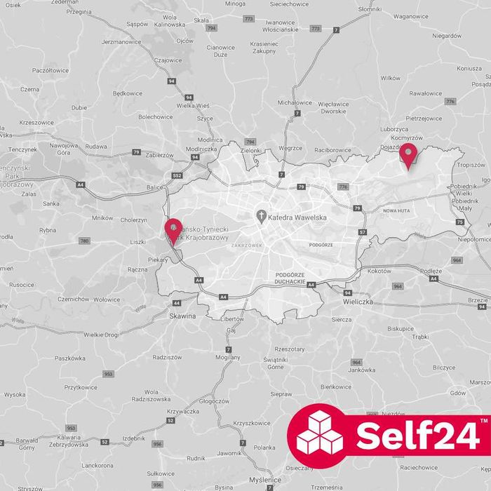 Self24 Kraków S7xS52 Wadowska A4 Magazyn samoobsługowy 29m self storage hala box Przechowalnia Rzeczy Towaru Mebli Selfstorage Boksy Magazyny Wynajem
