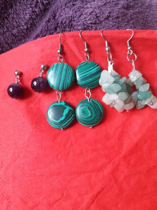 Продам  серьги с Аметистом,малахит, нефрит