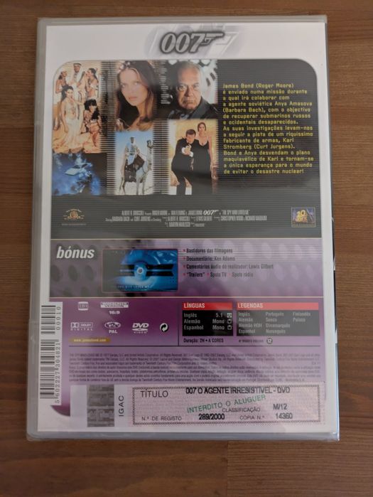 DVD NOVO e SELADO James Bond 007 " O Agente Irresistível " 1977