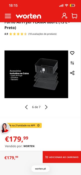 AirFryer FLAMA 686FL (13 L - Preto) - NOVA com garantia