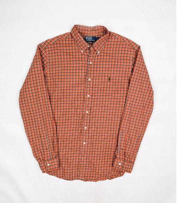 Polo Ralph Lauren pomarańczowa koszula w kratę XL logo