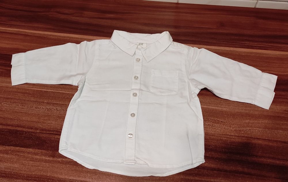 Koszula biała, długi rękaw, H&M, r. 68