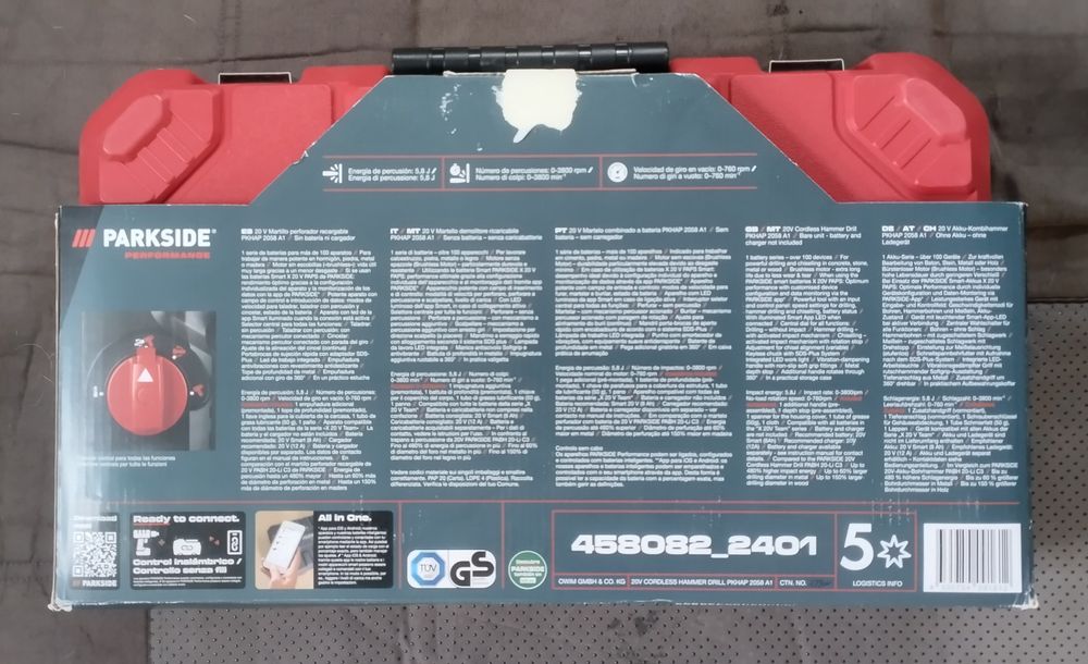 Martelo perfurador de 5,8 joules Parkside Performance a bateria 20V