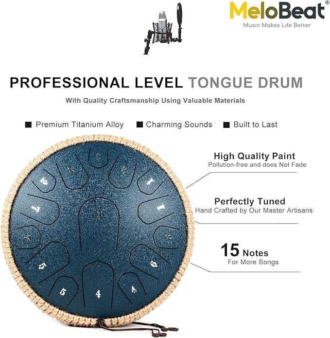 Bęben Językowy 13 cali 15 tonów MELOBEAT ST-015 zestaw 32CM granatowy