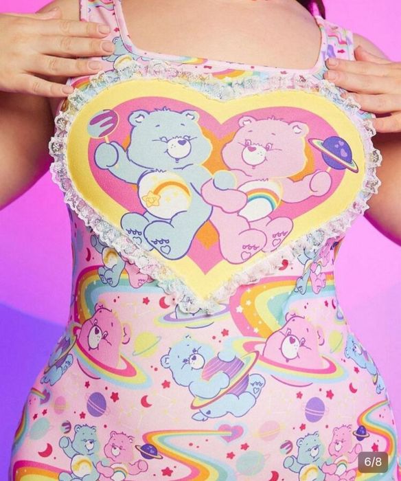 Платье-майка больших размеров с сердечком и мультяшным принтом SHEIN X Care Bears.Новое платье (Plus Size), с биркой.