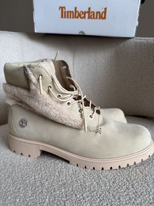 Timberland Lyonsdale 6 roz 43 sznurowane botki nude kożuszek 27 cm