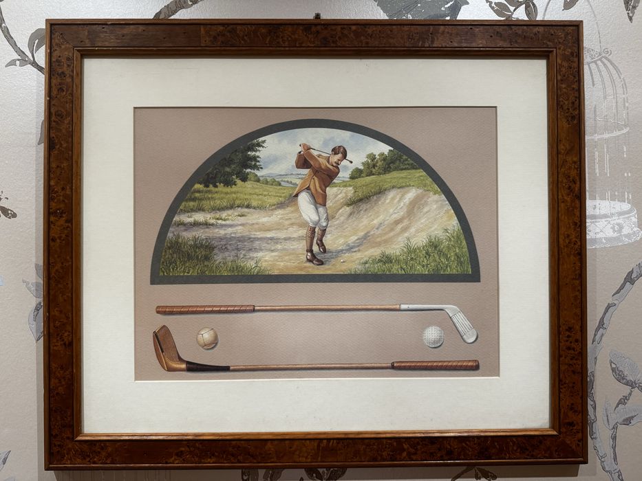 Gravura de golfe emoldurada