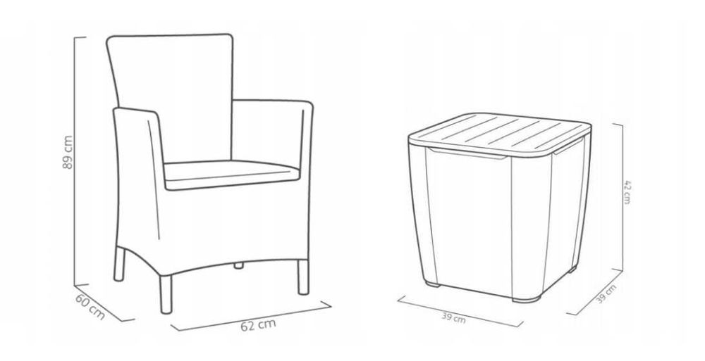 Zestaw mebli ogrodowych balkonowych KETER Iowa 2-osobowy grafit 3 el.
