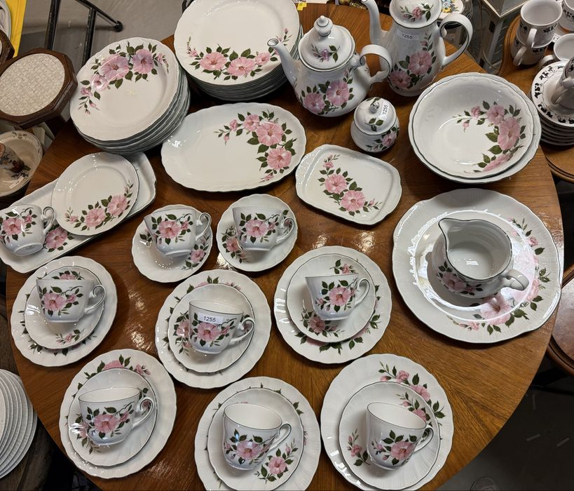 Winterling serwis kwiat różowy śniadaniowy dużo elementów 1255