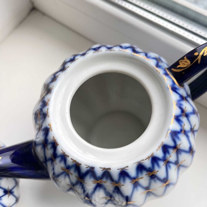 Чайный сервіз Тюльпан кобальтов сетка Ленінградского фарфорового завод