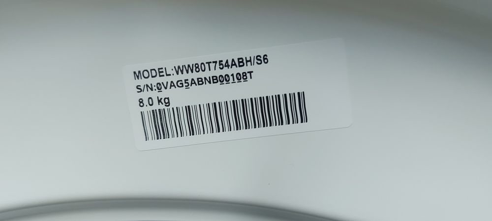 Пральна машина Samsung WW80T754ABH