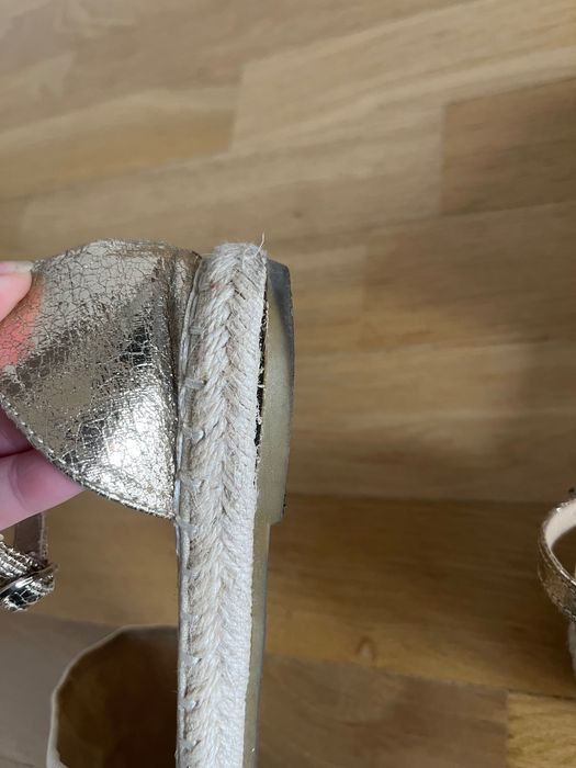 Przepiękne koronkowe espadryle boho / złote detale / r. 39