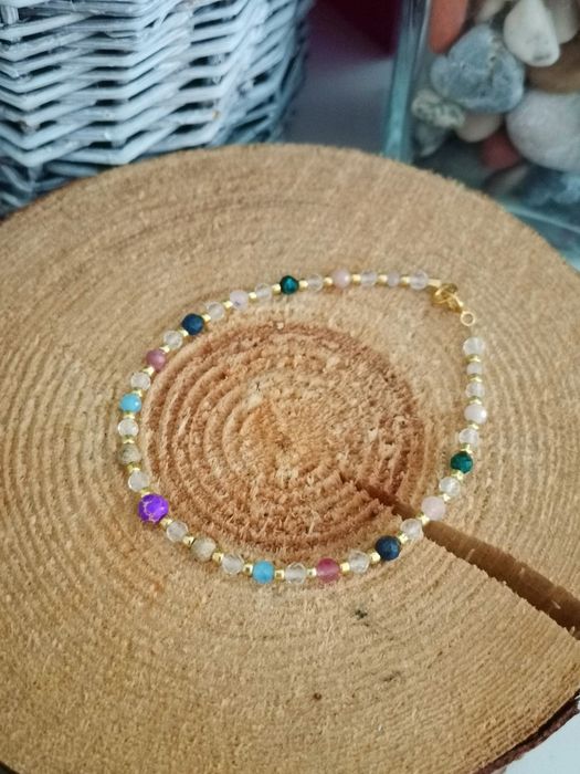 Bransoletka znak zodiaku Waga szafir kunzyt jaspis turmalin kwarc opal
