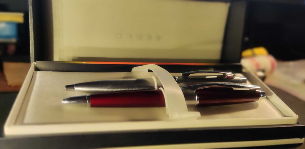 Caneta Sheaffer 100 Brushed Chrome & Cross Aventura Vermelha c/ Caixa