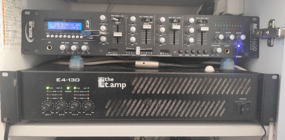 Zestaw nagłośnieniowy, mikser końcówka mocy głośniki Gratis