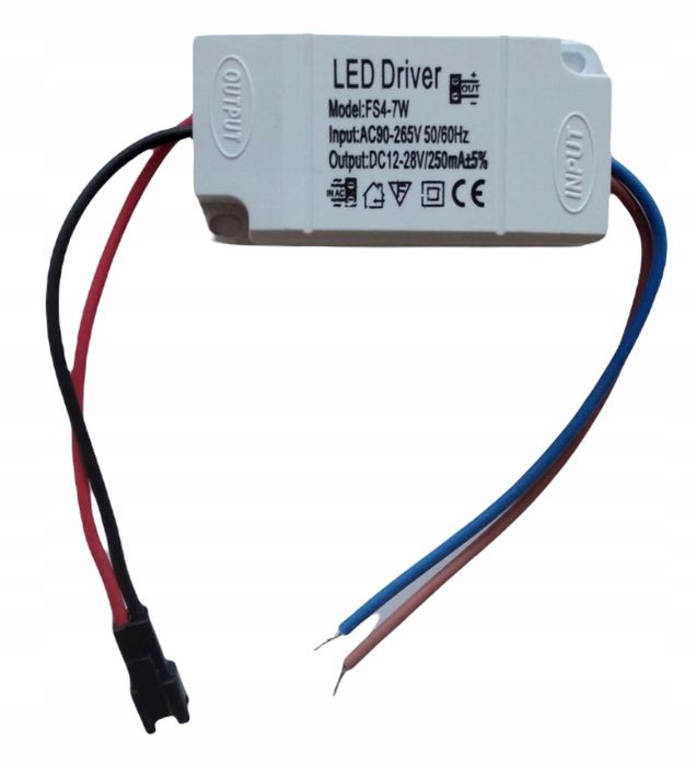 LED DRIVER zasilacz 4-7W 250mA w obudowie