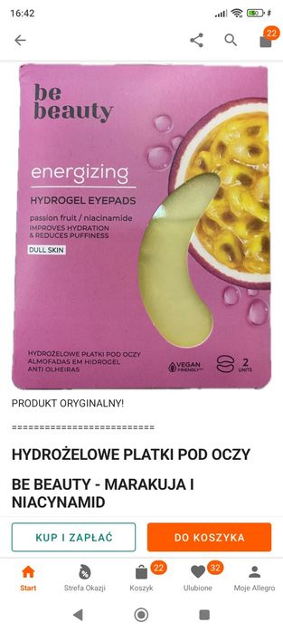 Hydrożelowe płatki pod oczy energizing i Q10 coenzyme+caffeine