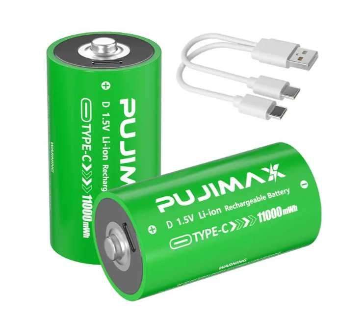 Аккумуляторы батарейки Тип D (R20, LR20) с USB Type-C